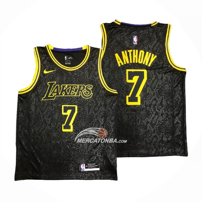 Maglia Los Angeles Lakers Carmelo Anthony NO 7 Black Mamba Nero